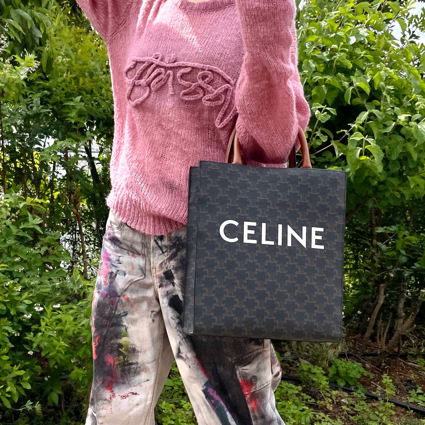 CELINE Triomphe Canvas Vertical Cabas 2Way Tote Bag