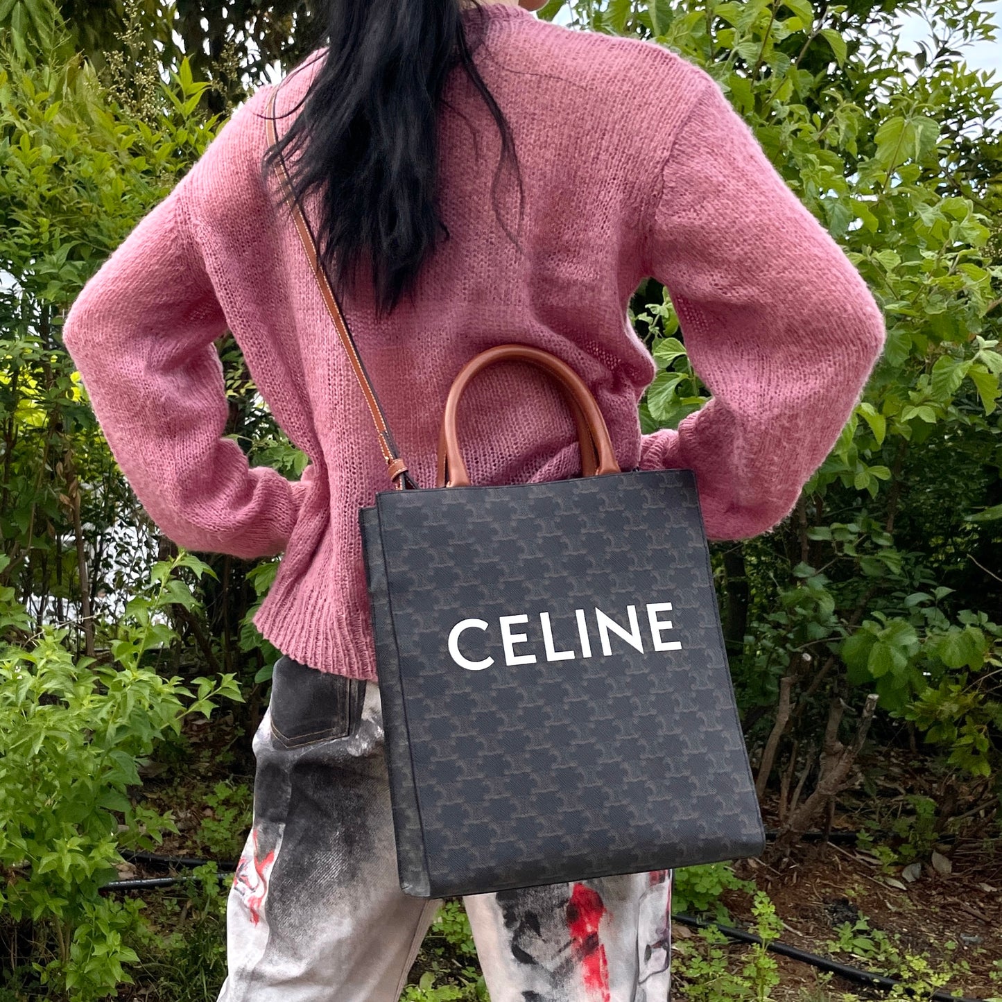 CELINE Triomphe Canvas Vertical Cabas 2Way Tote Bag