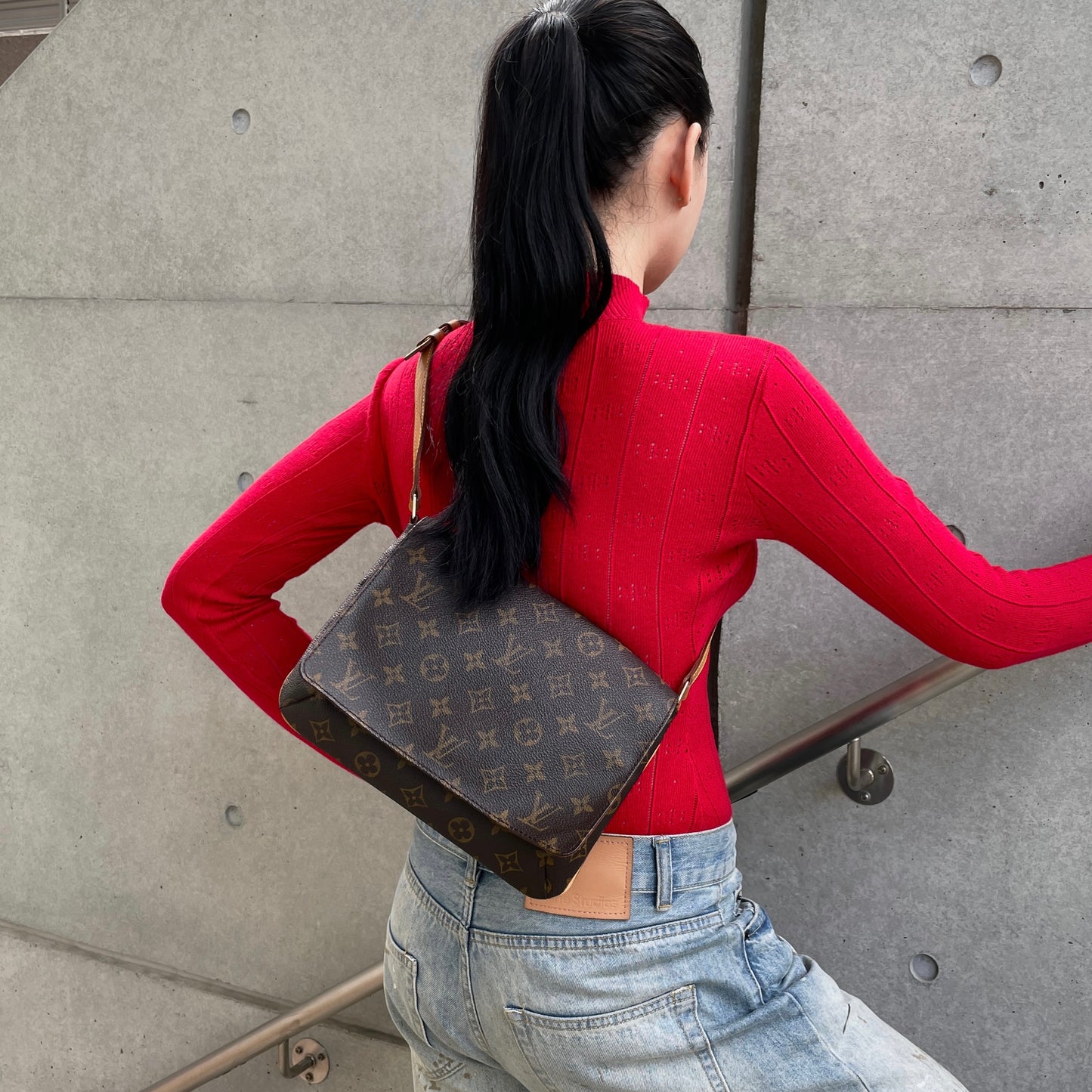 LOUIS VUITTON 2000 Monogram Musette Tango Shoulder Bag Brown