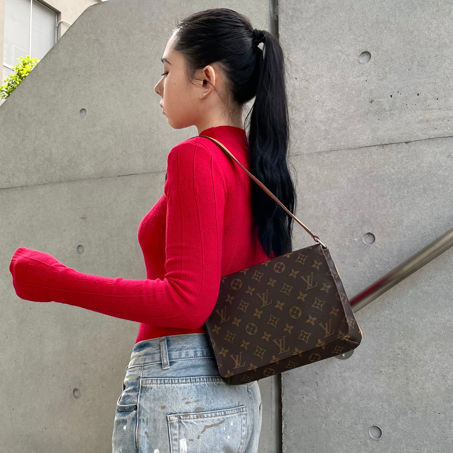LOUIS VUITTON 2000 Monogram Musette Tango Shoulder Bag Brown