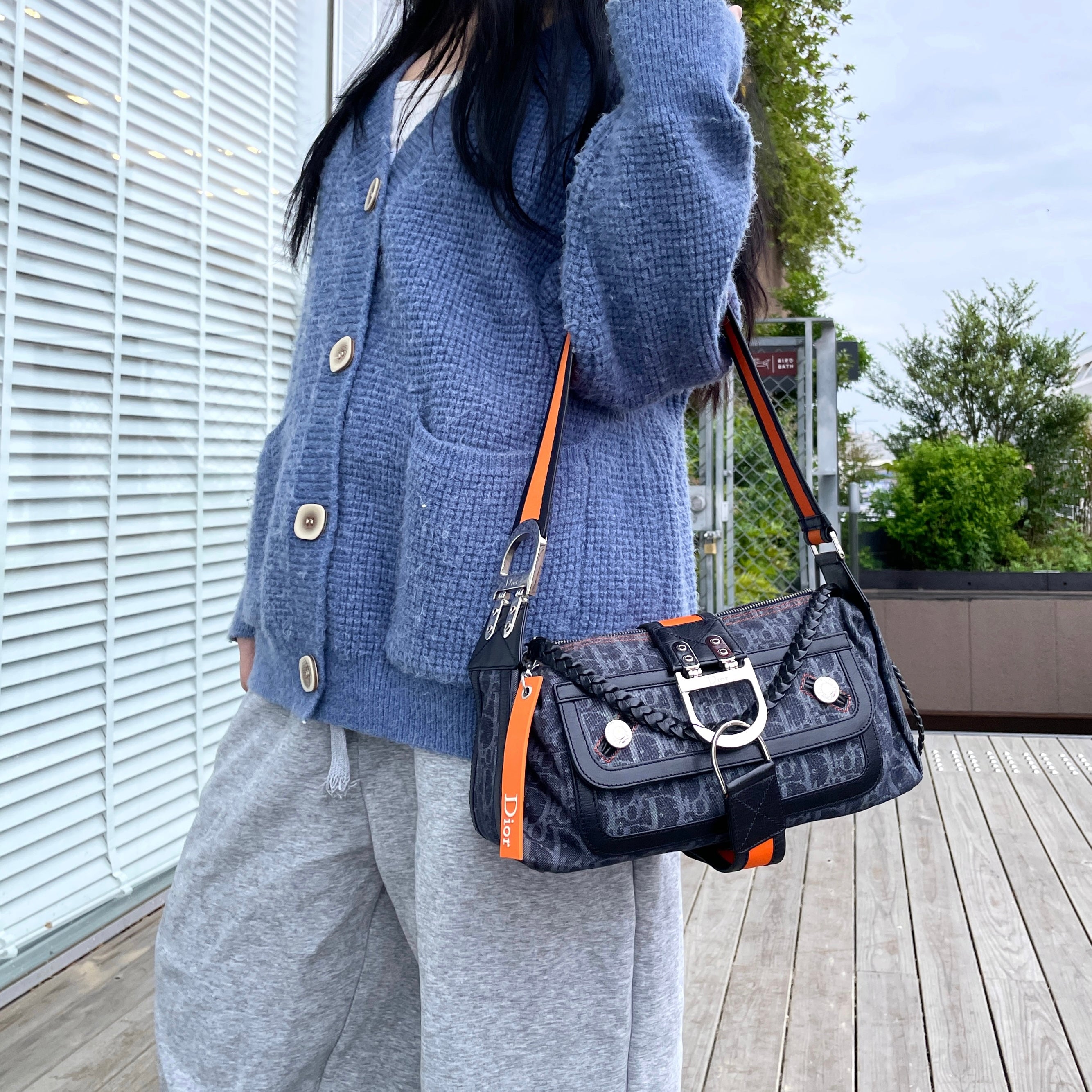 RARECHRISTIAN DIOR 2005 FW Flight Line Trotter D Logo Hobo Shoulde