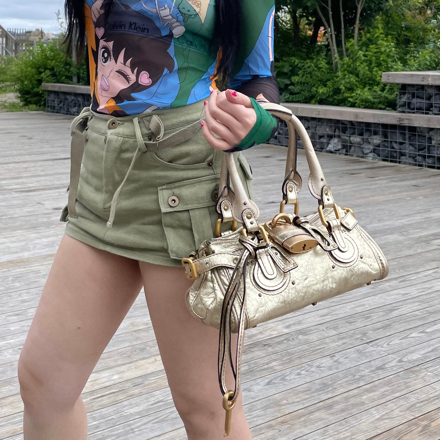 RARE★★★★★Chloé Paddingtion Leather Padlock Shoulder Bag Mini Gold