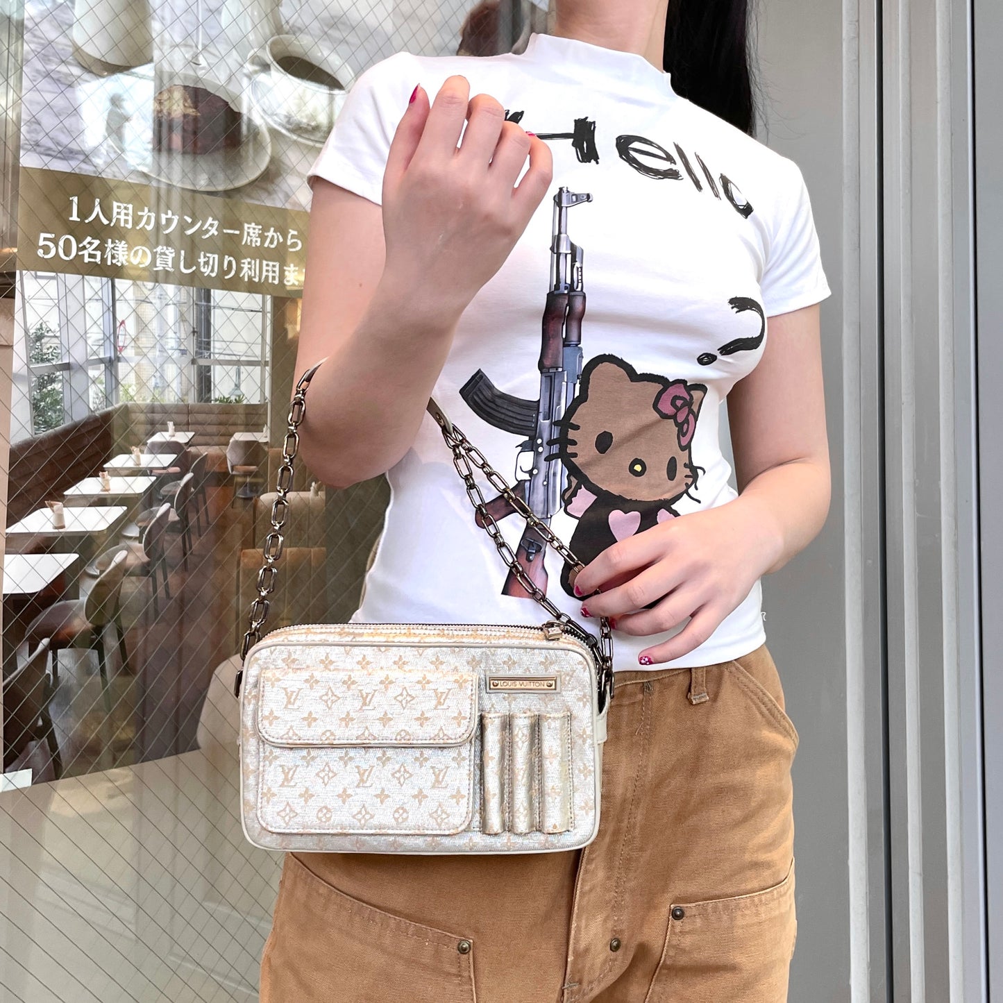RARE☆☆☆ LOUIS VUITTON Monogram Mini Lin Shine McKenna Silver/2002 FW