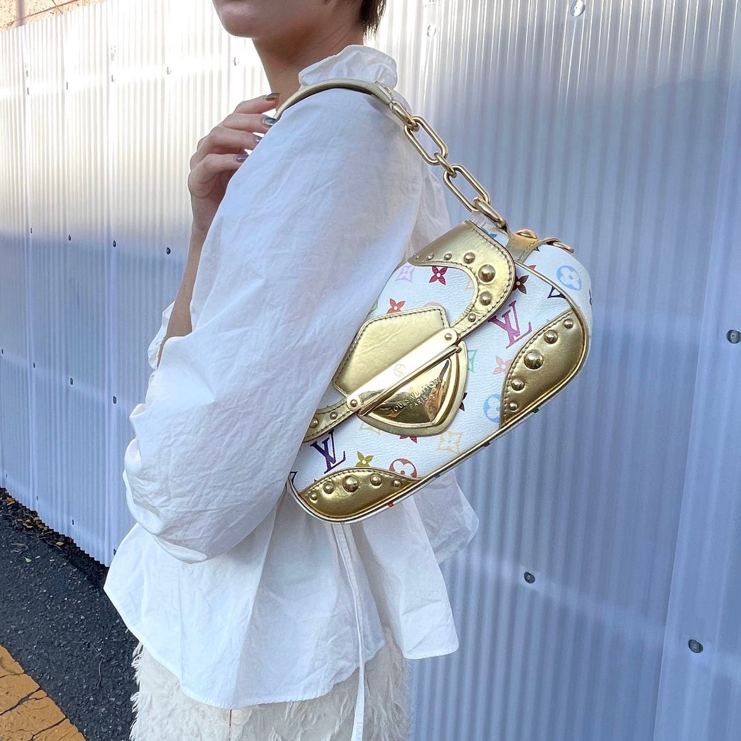 RARE☆☆☆☆LOUIS VUITTON 2008 Monogram Multicolor White Marilyn M40206 Shoulder Bag
