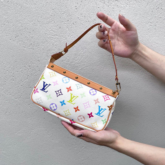 RARE☆☆LOUIS VUITTON ﾓﾉｸﾞﾗﾑﾏﾙﾁｶﾗｰﾎﾜｲﾄ ﾎﾟｼｪｯﾄ･ｱｸｾｿﾜｰﾙ M92649 PVC ﾚｻﾞｰ