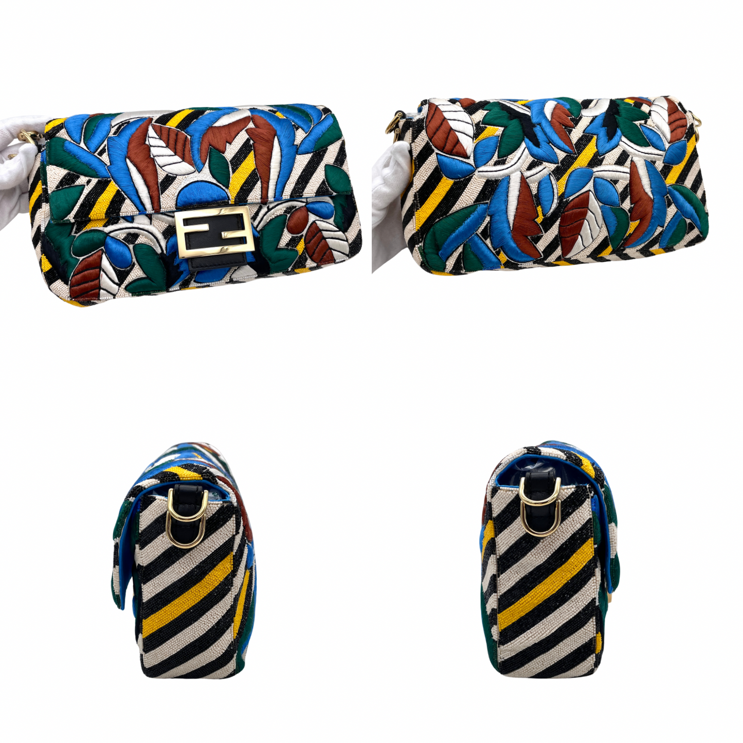 RARE☆☆☆FENDI Embroidered Beads 2Way Mamma Bucket