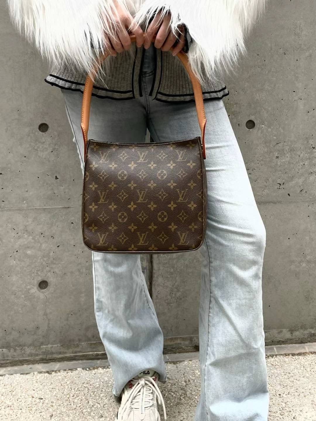 LOUIS VUITTON ﾓﾉｸﾞﾗﾑ ﾙｰﾋﾟﾝｸﾞMM ｼｮﾙﾀﾞｰﾊﾞｯｸﾞ M51146 ﾌﾞﾗｳﾝ PVC×ﾚｻﾞｰ