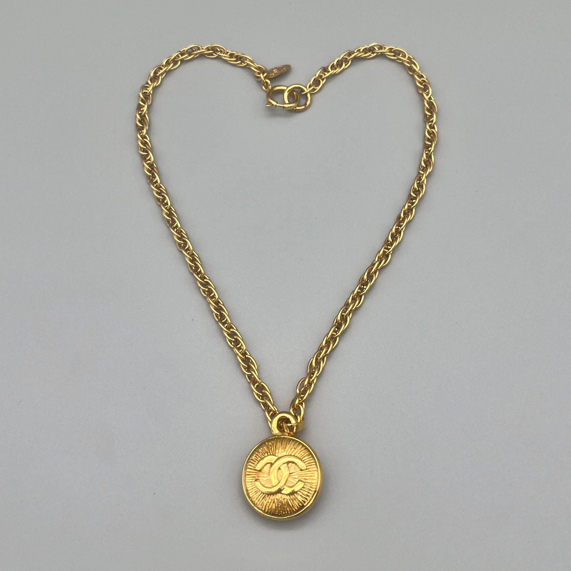 Chanel Chain Pendant Heart Coco Mark Necklace GP Gold Ladies'