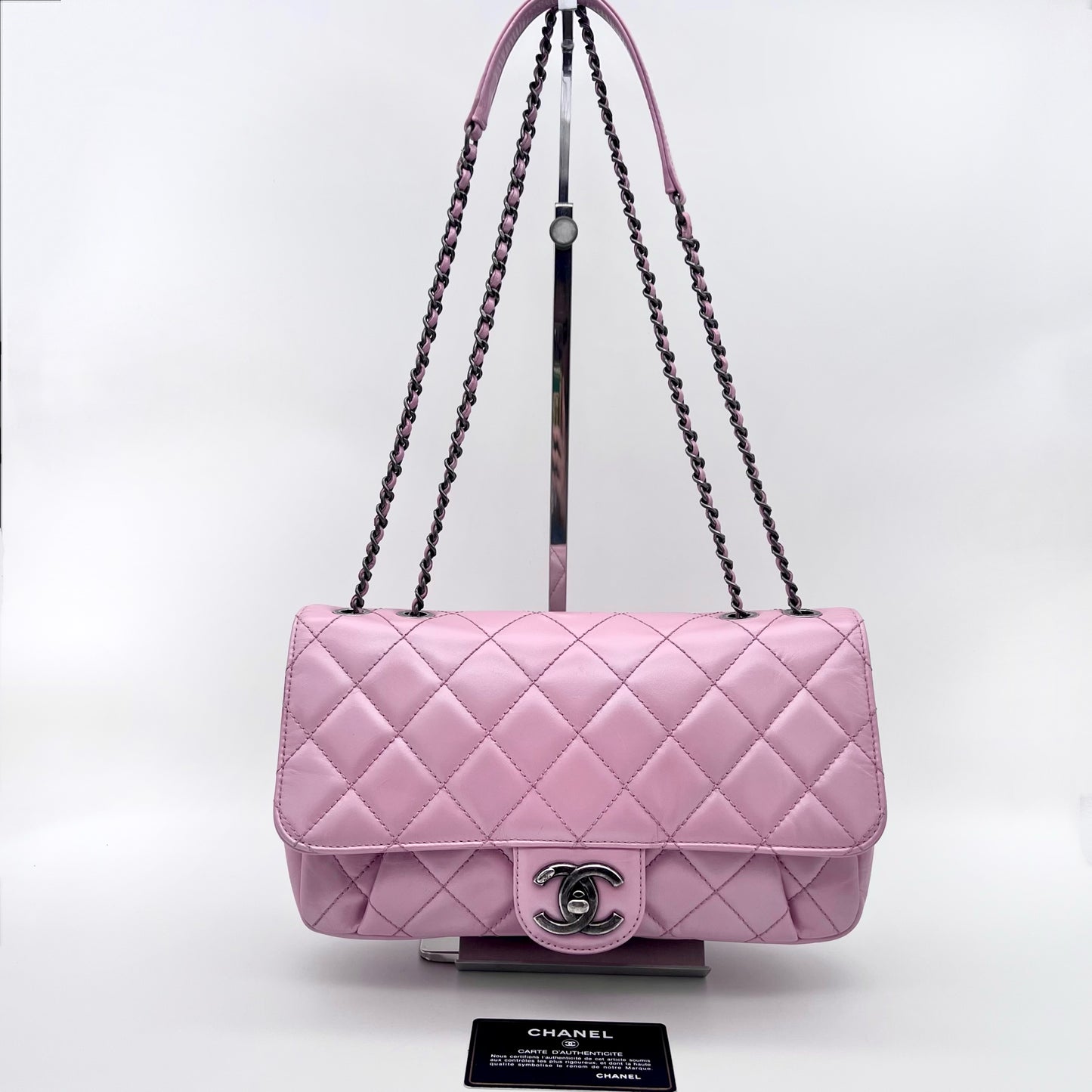 RARE☆☆☆AUTH Pre-owned CHANEL 31 RUE CAMBONﾏﾄﾗｯｾ ﾀｰﾝﾛｯｸ Wﾁｪｰﾝｼｮﾙﾀﾞｰﾊﾞｯｸﾞ