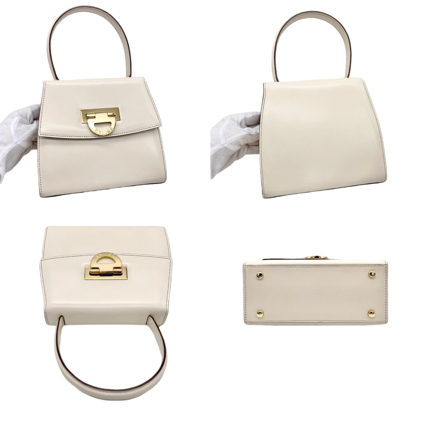 CELINE Gancini Mini Kelly Style 2 Way Handbag