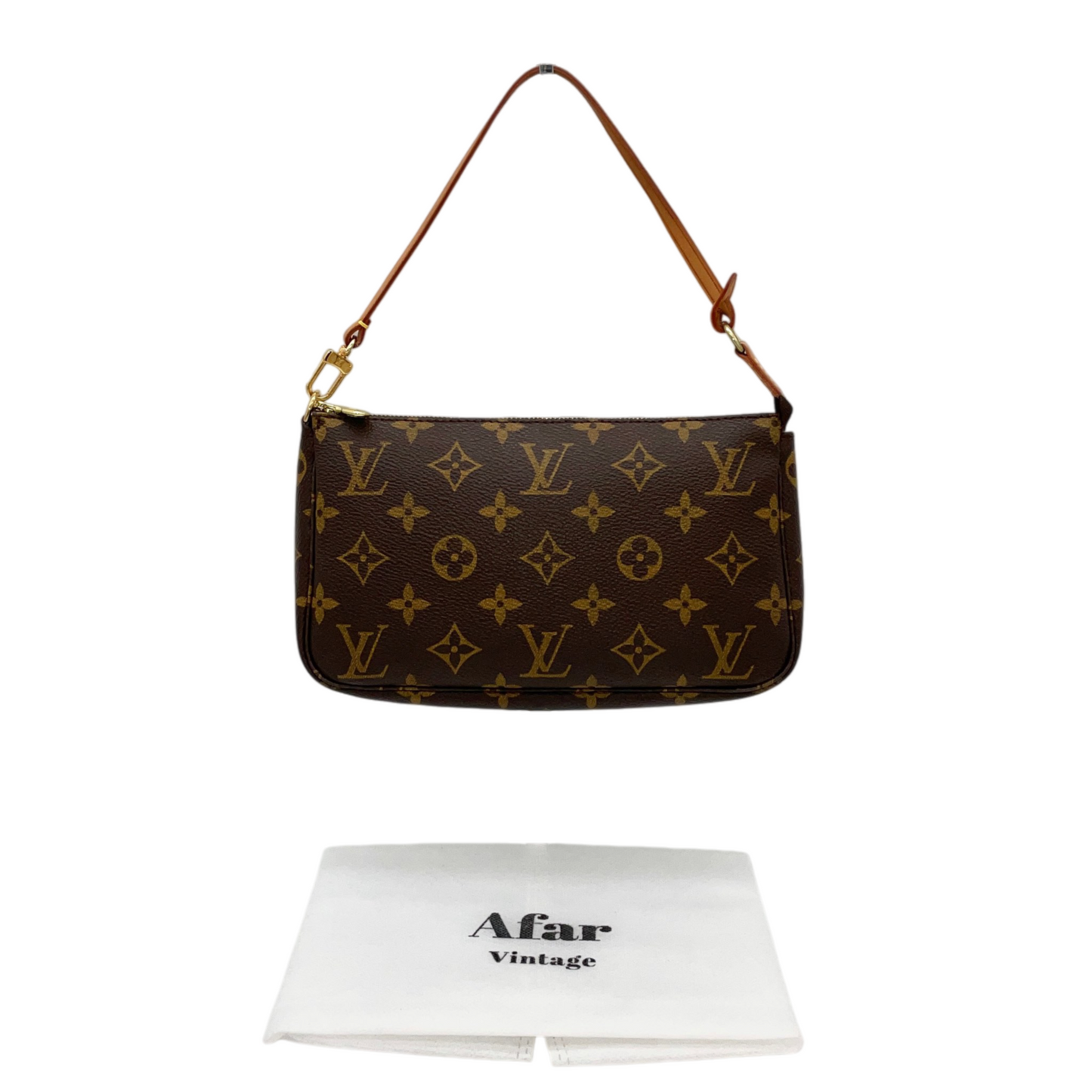 LOUIS VUITTON 2000 Pochette Monogram PVC & Leather Mahjong Bag M51980 Brown/Gold