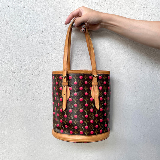 RARE☆☆☆☆☆LOUIS VUITTON Monogram x Takashi Murakami Cherry Cerises Sac Retro PM/M95012 Backet Shoulder Tote Bag