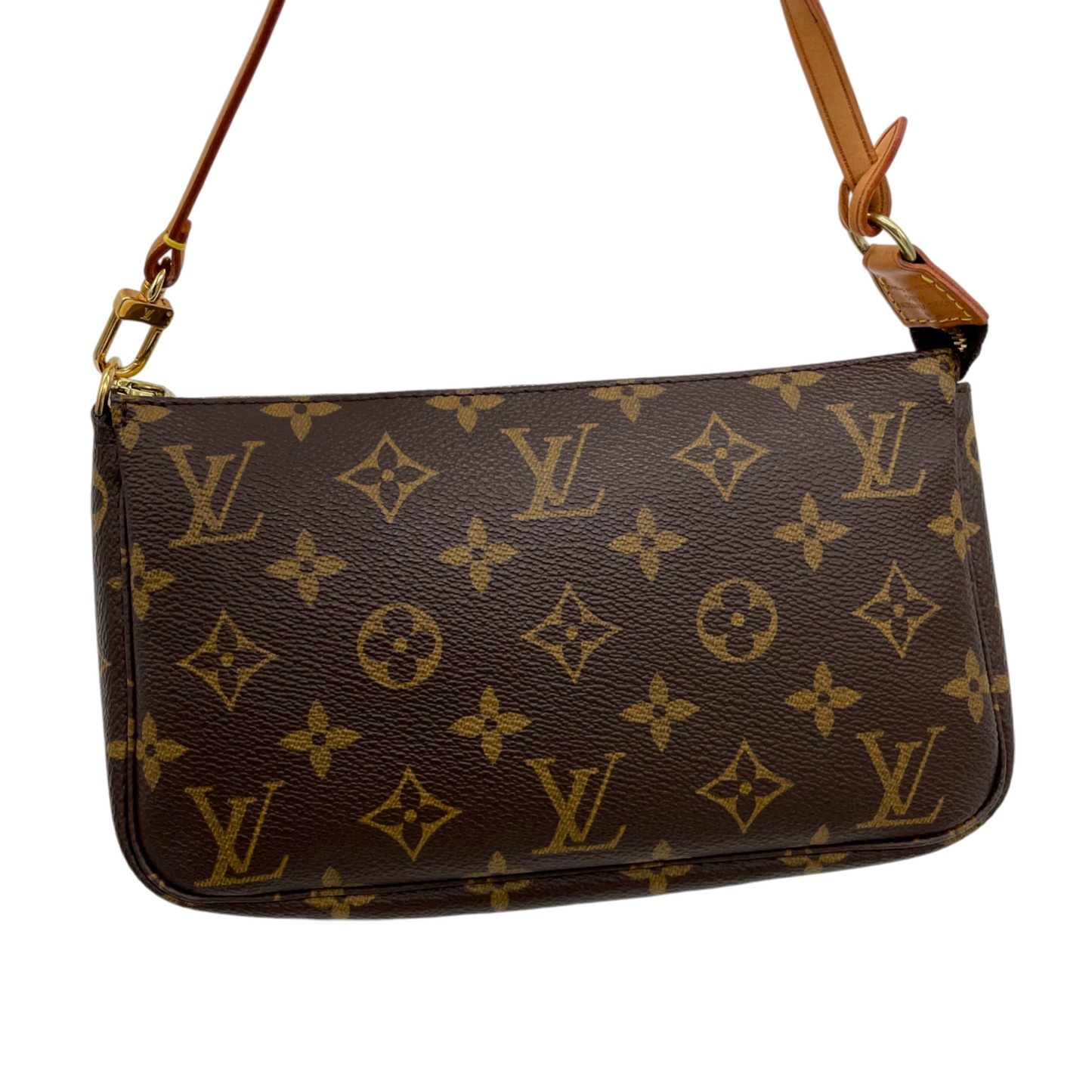 LOUIS VUITTON 2000 Pochette Monogram PVC & Leather Mahjong Bag M51980 Brown/Gold