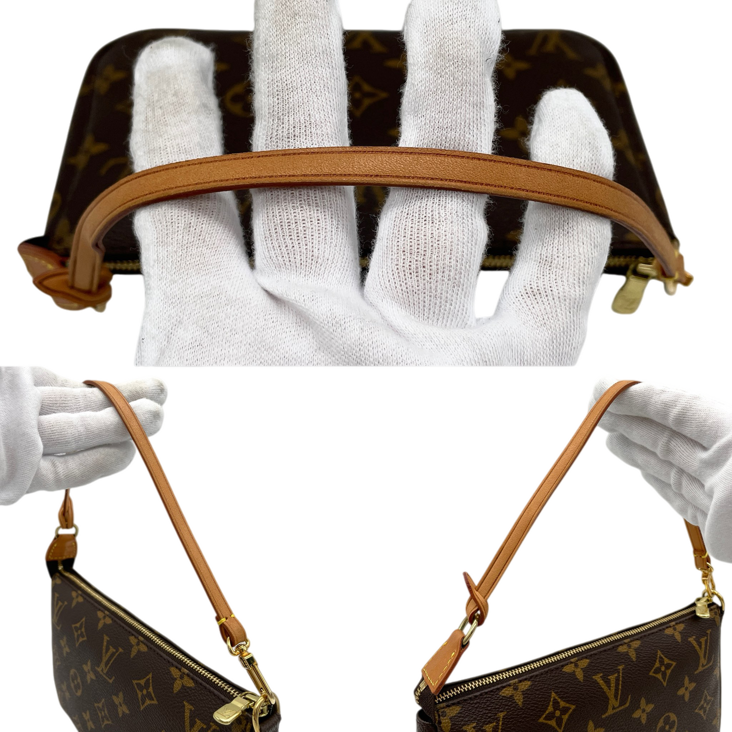 LOUIS VUITTON 2000 Pochette Monogram PVC & Leather Mahjong Bag M51980 Brown/Gold