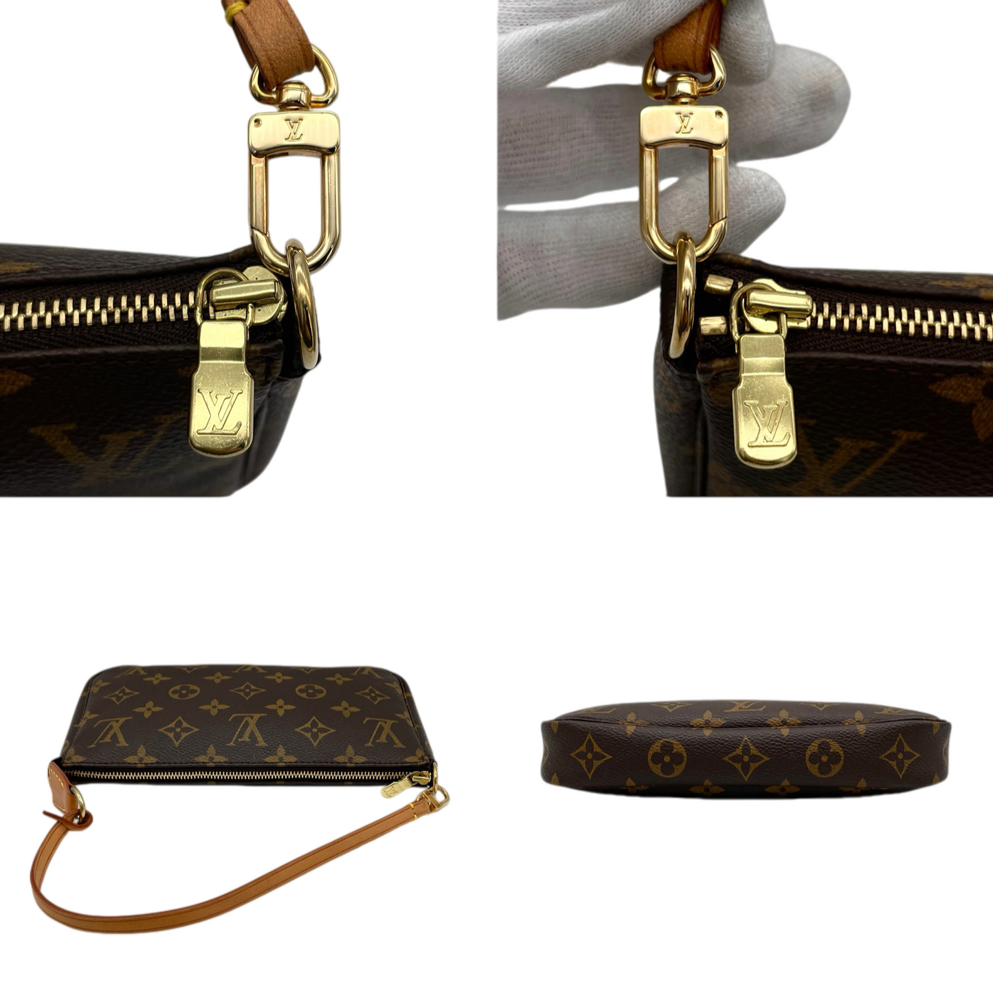 LOUIS VUITTON 2000 Pochette Monogram PVC & Leather Mahjong Bag M51980 Brown/Gold