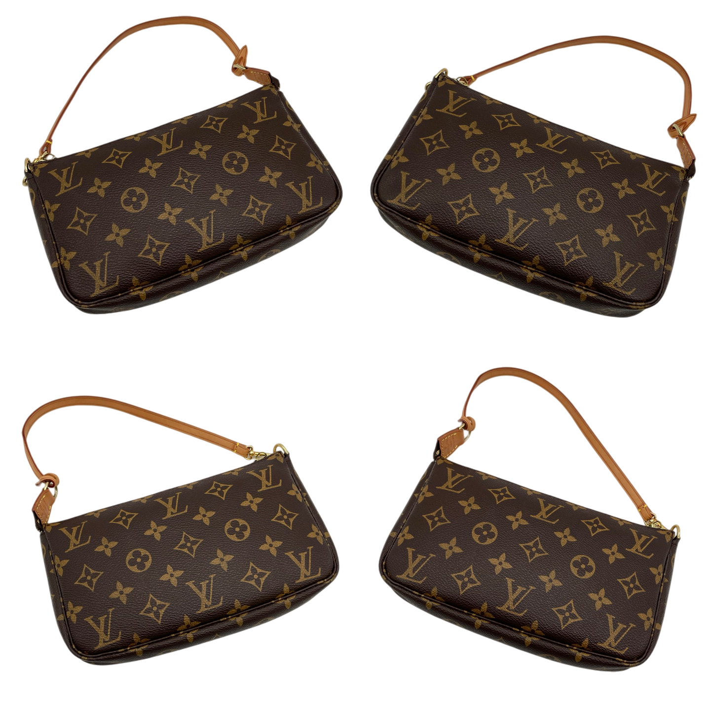 LOUIS VUITTON 2000 Pochette Monogram PVC & Leather Mahjong Bag M51980 Brown/Gold