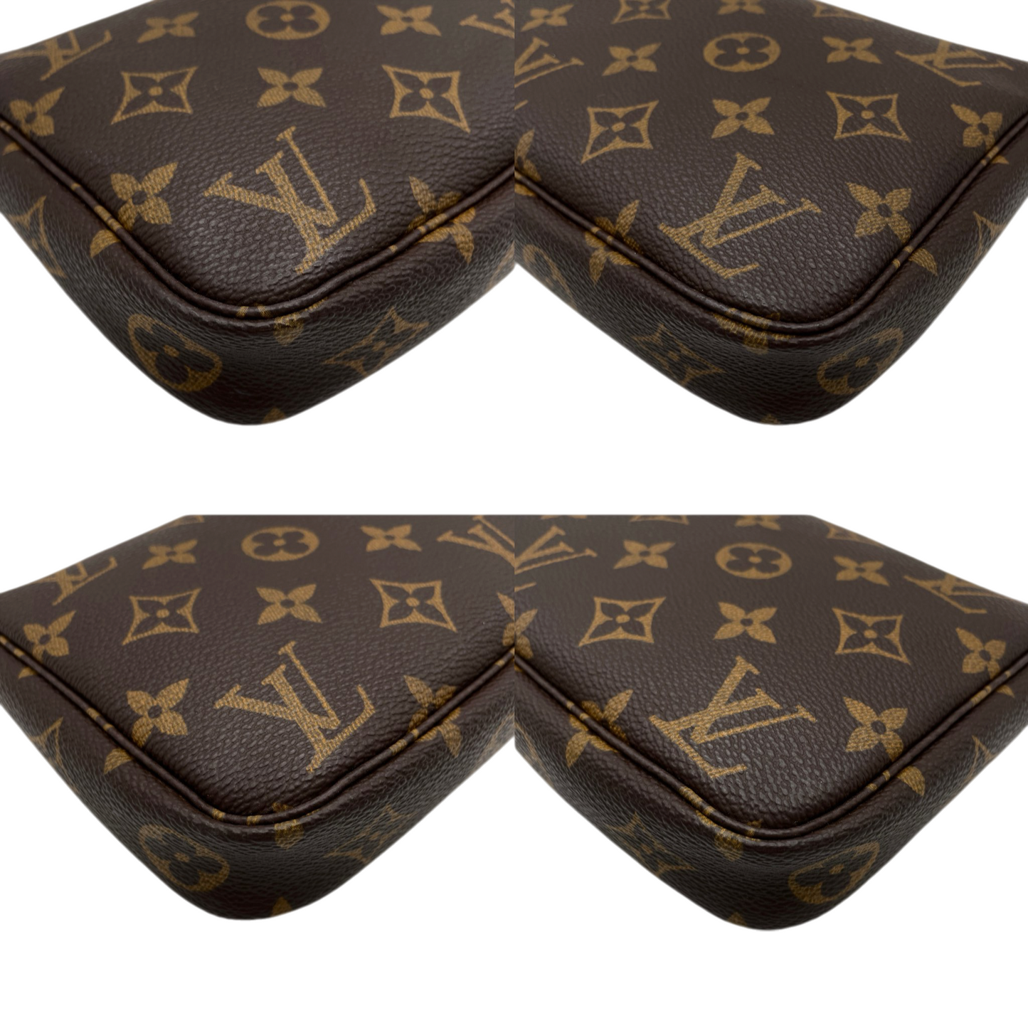 LOUIS VUITTON 2000 Pochette Monogram PVC & Leather Mahjong Bag M51980 Brown/Gold