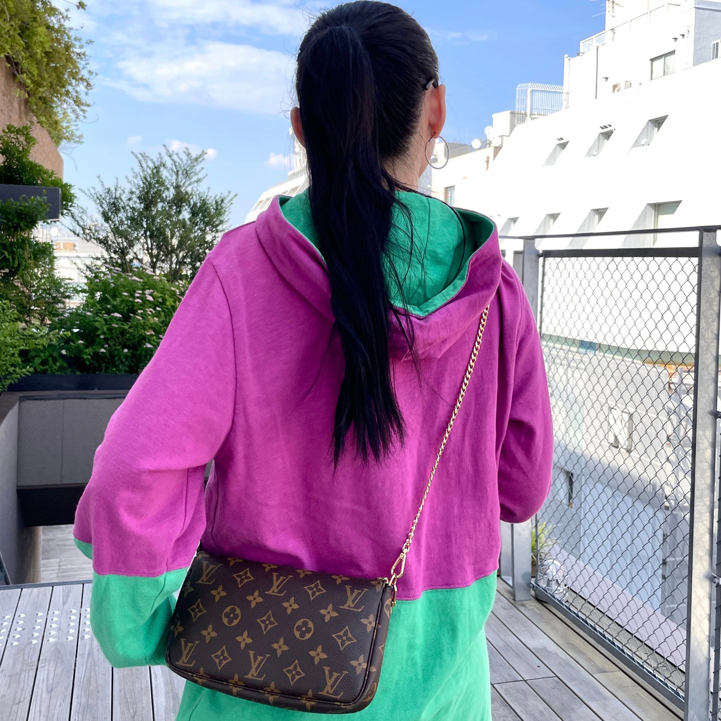 LOUIS VUITTON 2000 Pochette Monogram PVC & Leather Mahjong Bag M51980 Brown/Gold