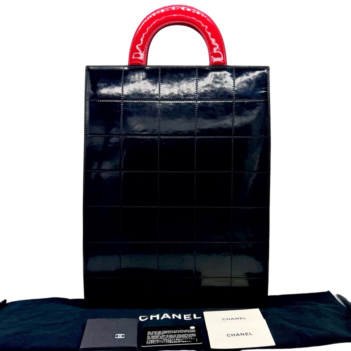 RARE☆☆☆☆☆CHANEL 2000 Lady Coco Illustration Pattern Tote Bag Red & White