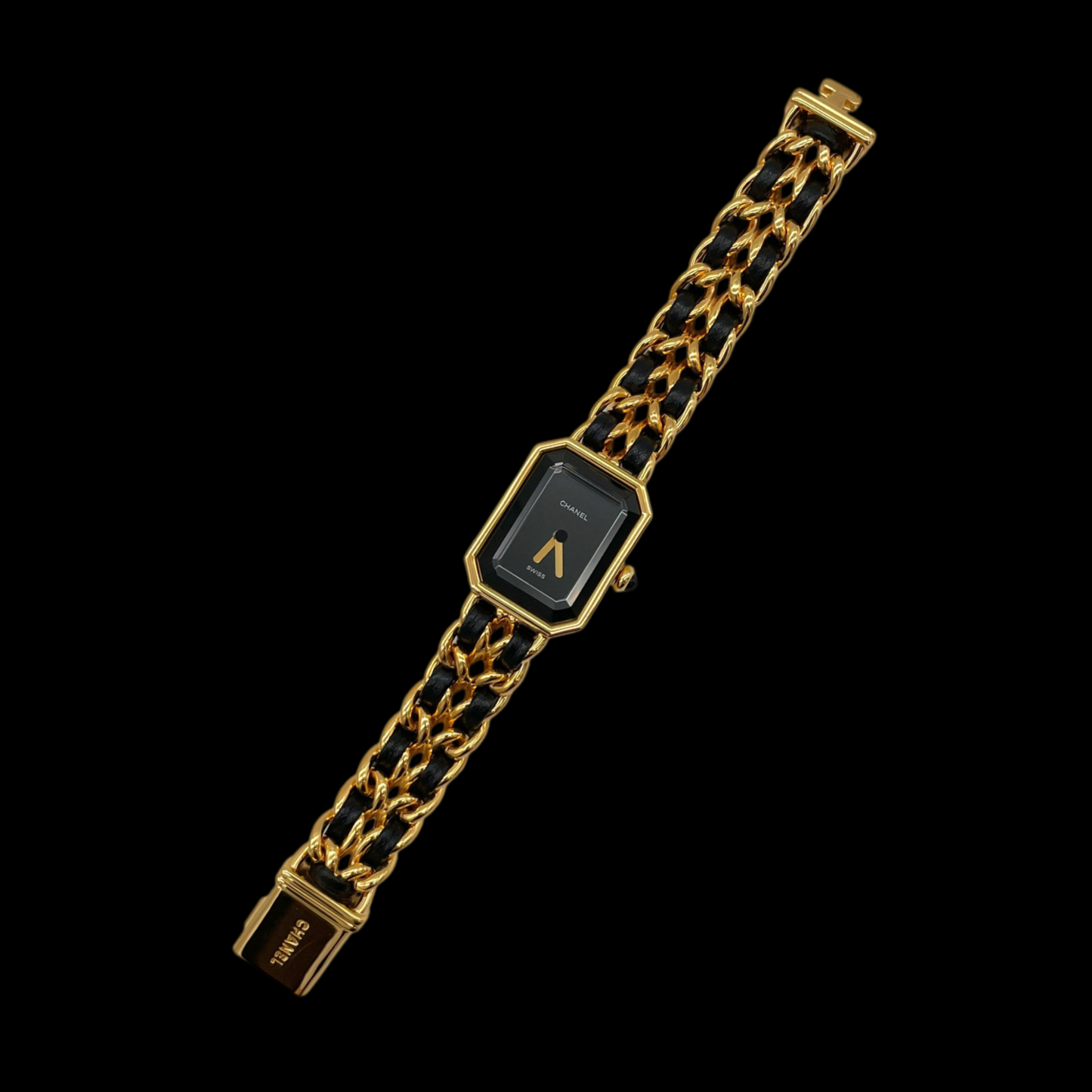 RARE☆☆☆☆CHANEL Matelassé Première Quartz Watch S Size Gold & Black