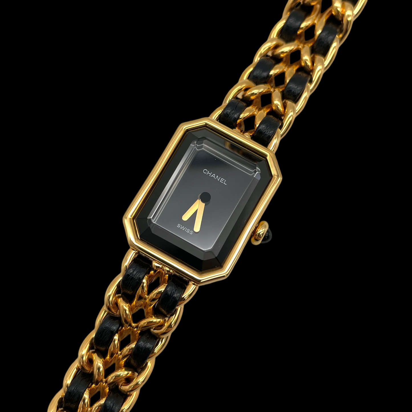 RARE☆☆☆☆CHANEL Matelassé Première Quartz Watch S Size Gold & Black
