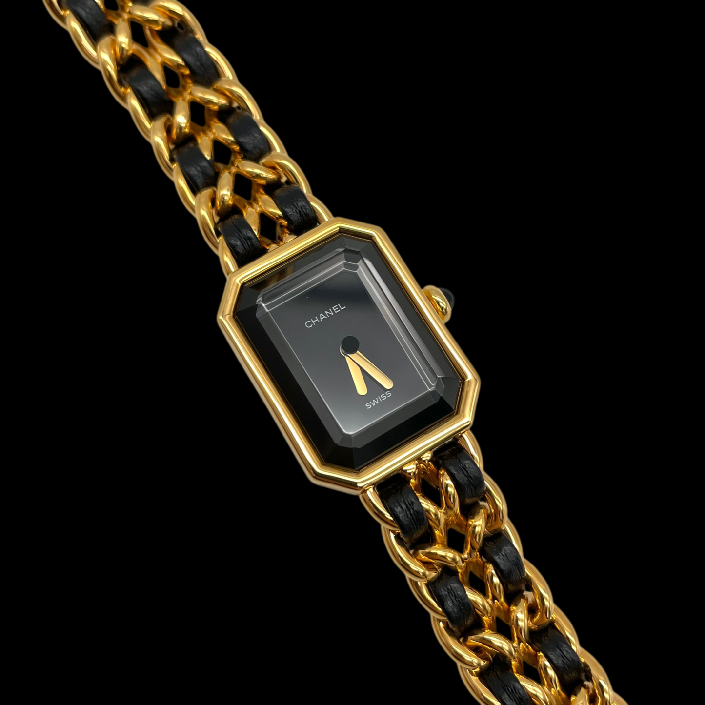 RARE☆☆☆☆CHANEL Matelassé Première Quartz Watch S Size Gold & Black