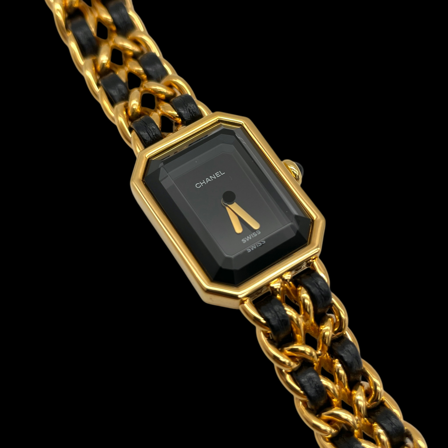 RARE☆☆☆☆CHANEL Matelassé Première Quartz Watch S Size Gold & Black