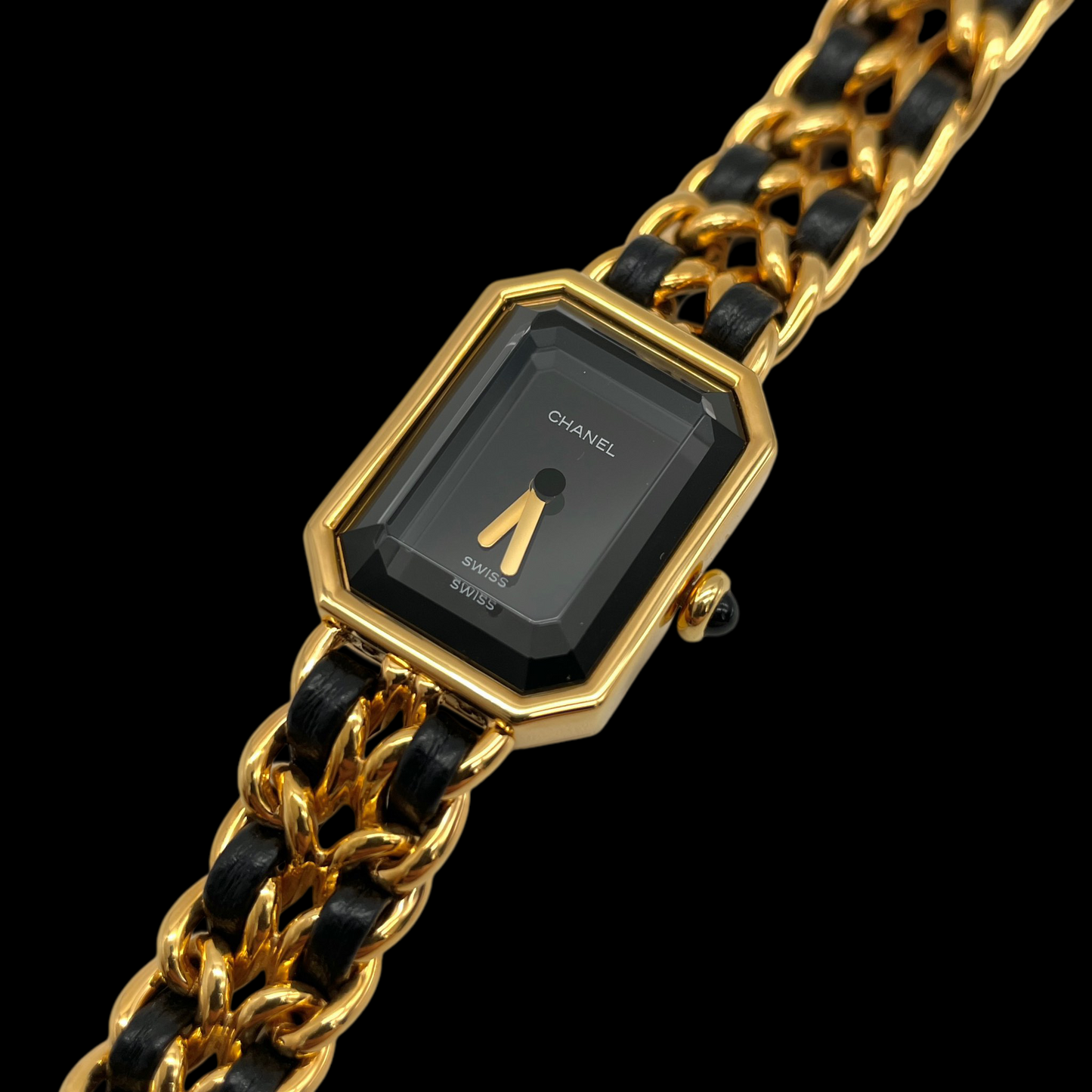 RARE☆☆☆☆CHANEL Matelassé Première Quartz Watch S Size Gold & Black