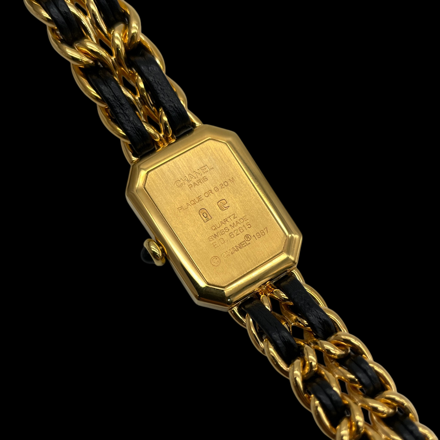 RARE☆☆☆☆CHANEL Matelassé Première Quartz Watch S Size Gold & Black