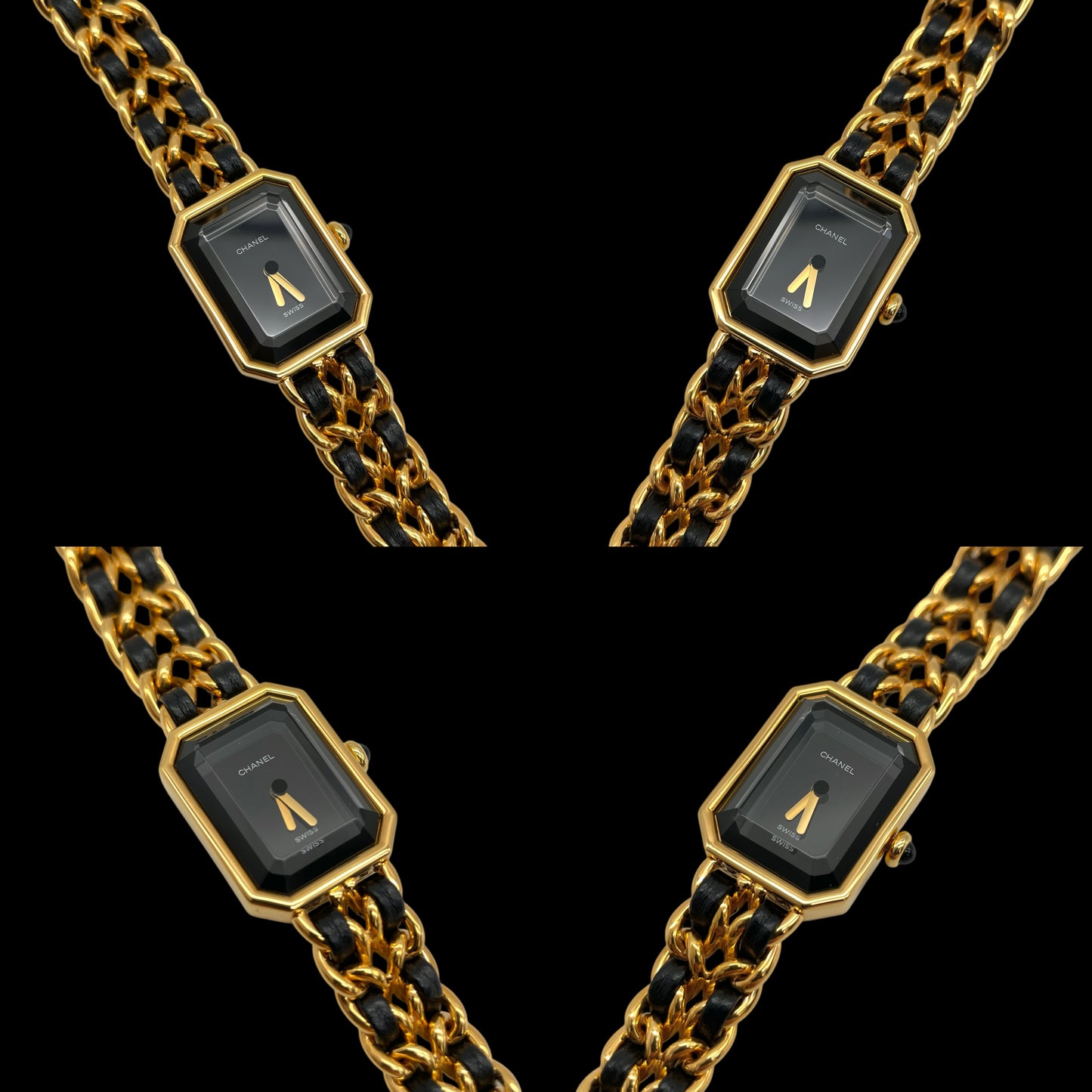 RARE☆☆☆☆CHANEL Matelassé Première Quartz Watch S Size Gold & Black