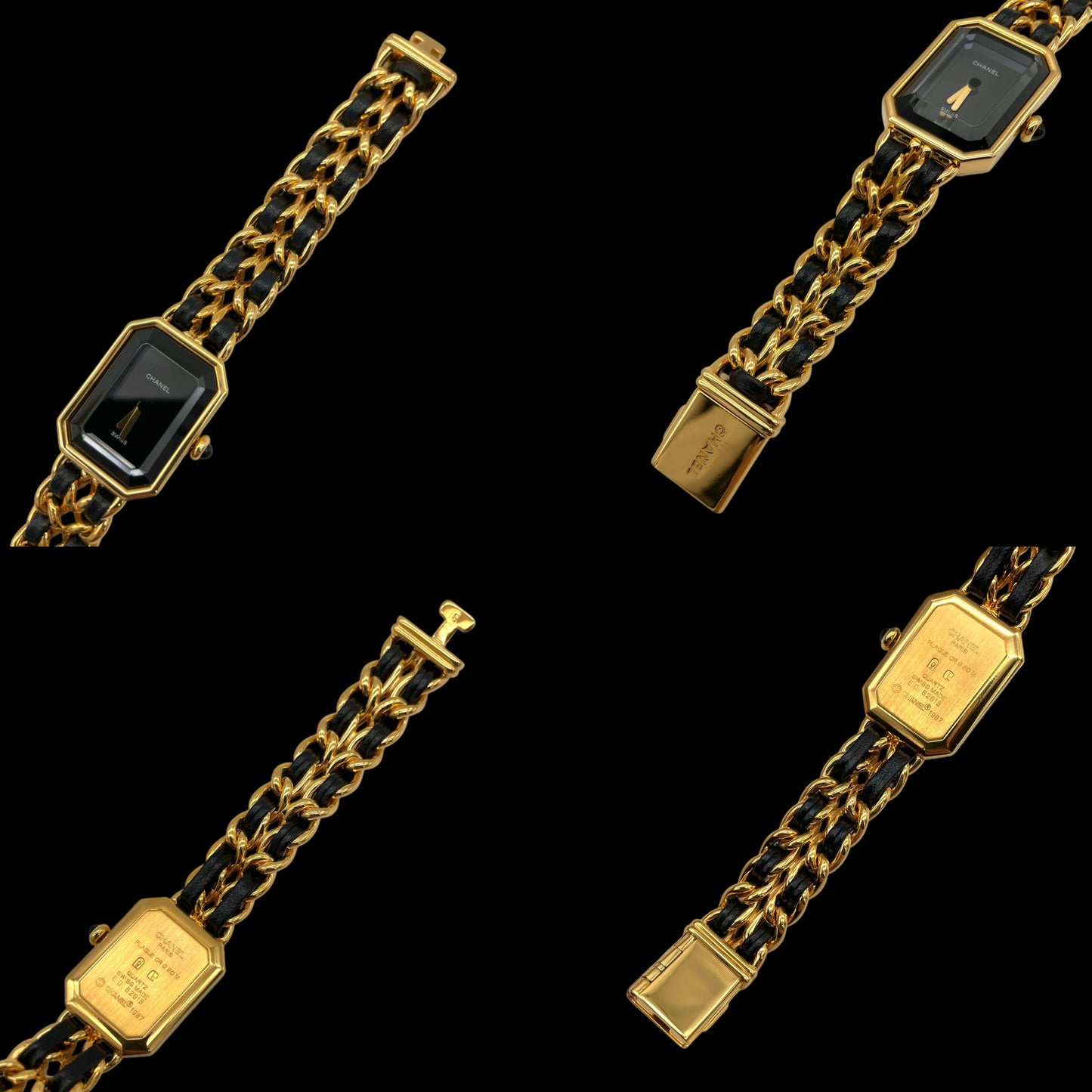 RARE☆☆☆☆CHANEL Matelassé Première Quartz Watch S Size Gold & Black
