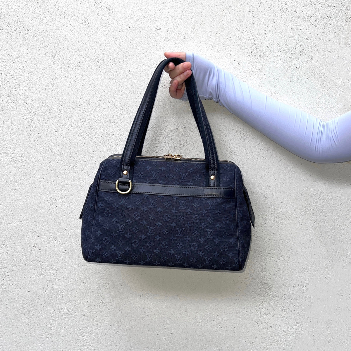 LOUIS VUITTON 2012 Monogram Mini Canvas Josephine Boston Top Handle Bag Small Indigo/Gold