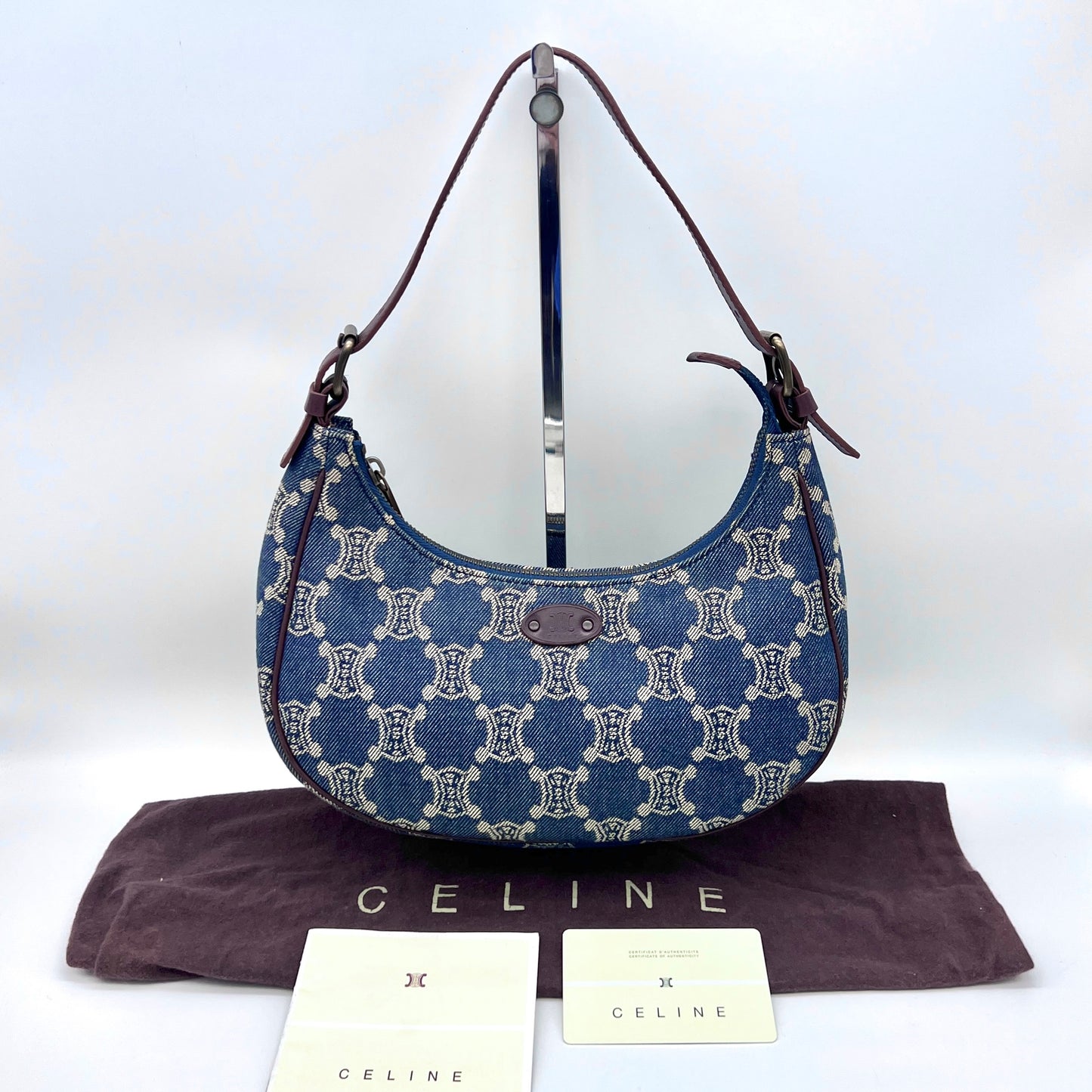 AUTH 二手 CELINE 牛仔布 Palima Kadam 单肩包