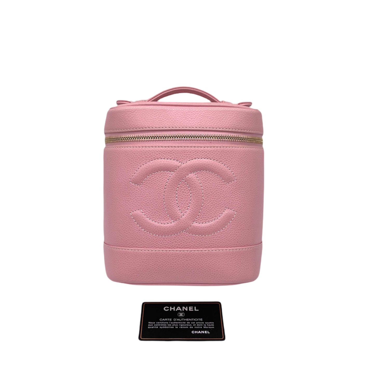 RARE☆☆☆☆☆CHANEL Coco Mark Caviar Skin Leather Vanity Bag Pink