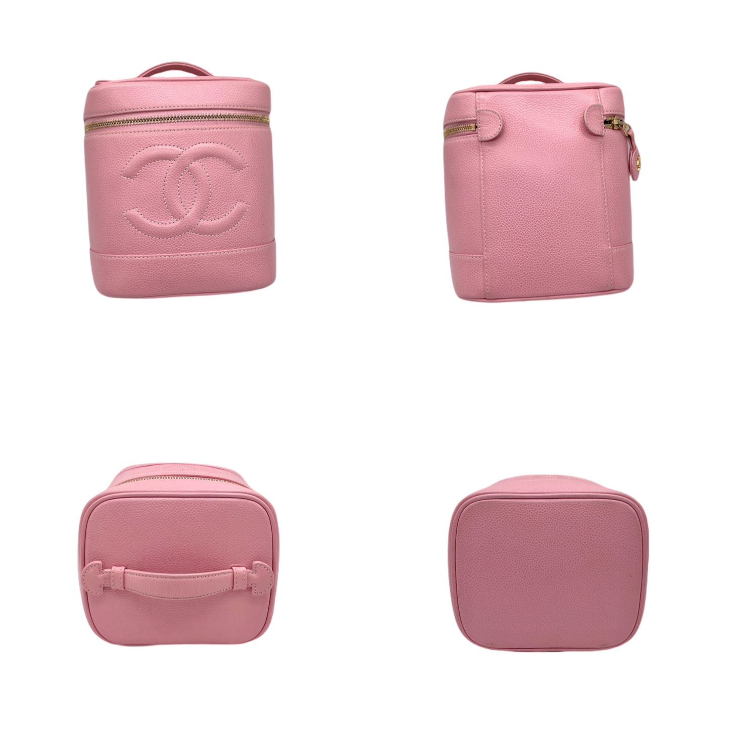 RARE☆☆☆☆☆CHANEL Coco Mark Caviar Skin Leather Vanity Bag Pink