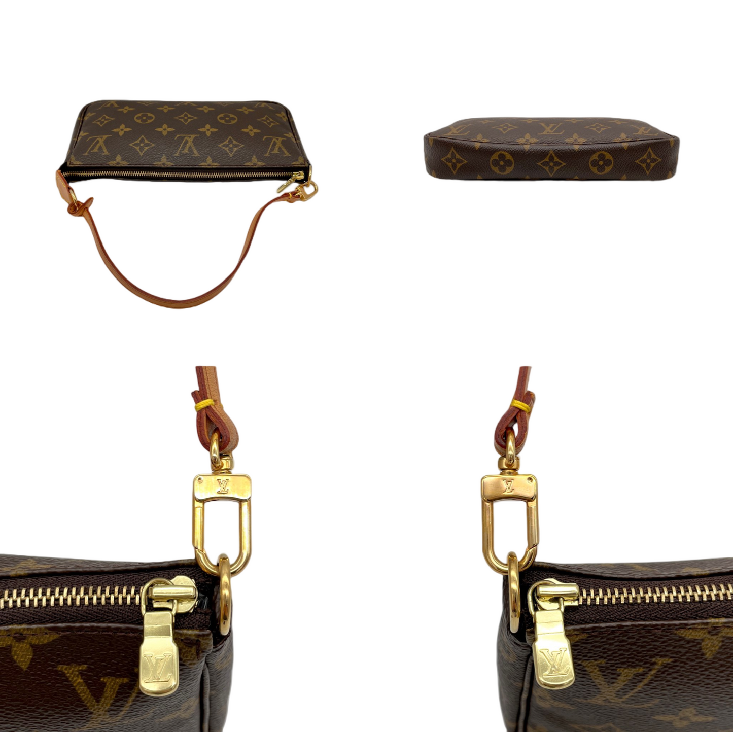 PRELOVED LV 2000 Monogram Pochette Accessoires M51980 Hand Bag Brown &amp; Gold