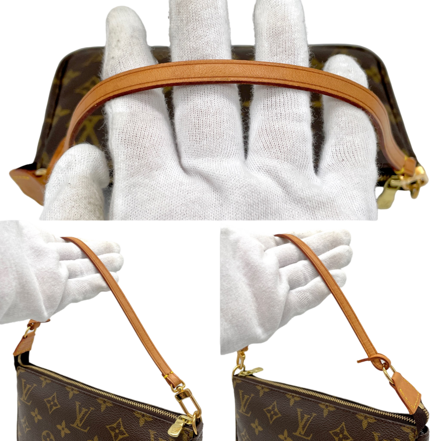 PRELOVED LV 2000 Monogram Pochette Accessoires M51980 Hand Bag Brown &amp; Gold