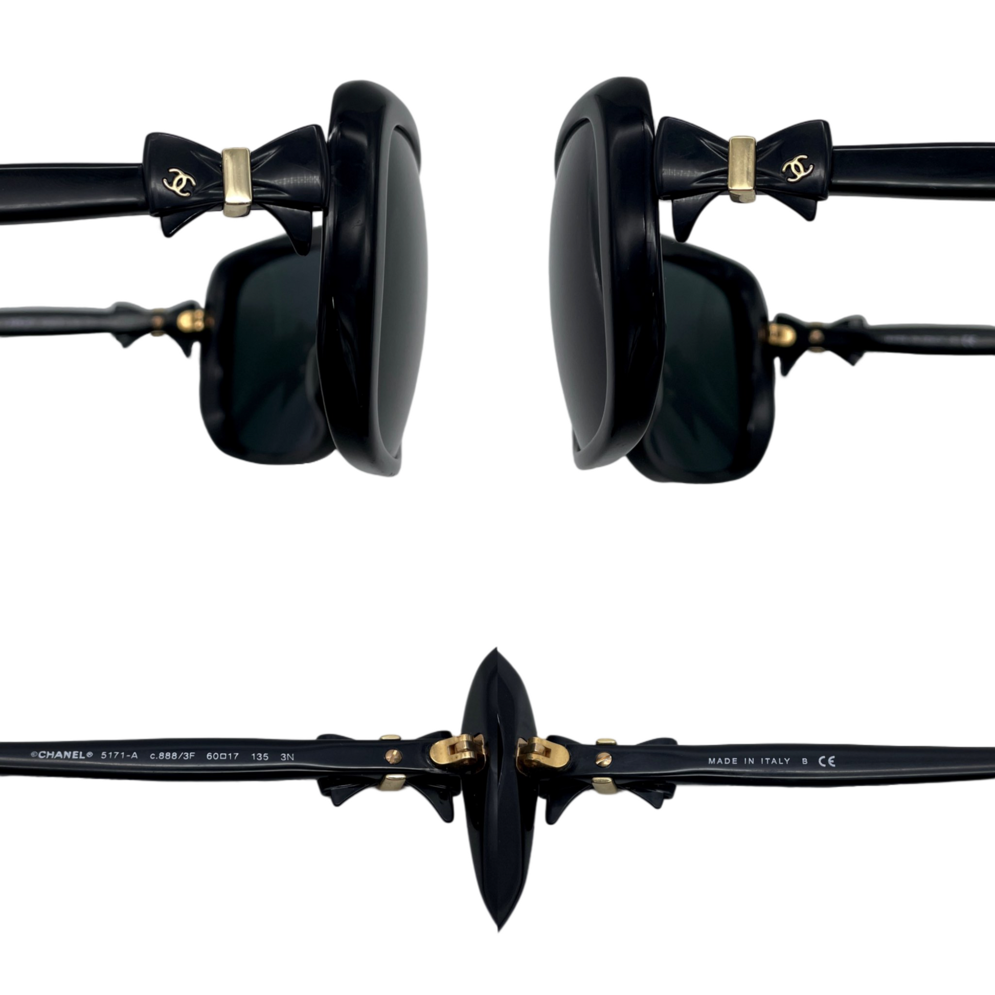 CHANEL 5171-A Bow Detail Square Sunglasses Black & Gold – Afar CHANEL 5171-A Bow Detail Square Sunglasses Black & Gold – Afar