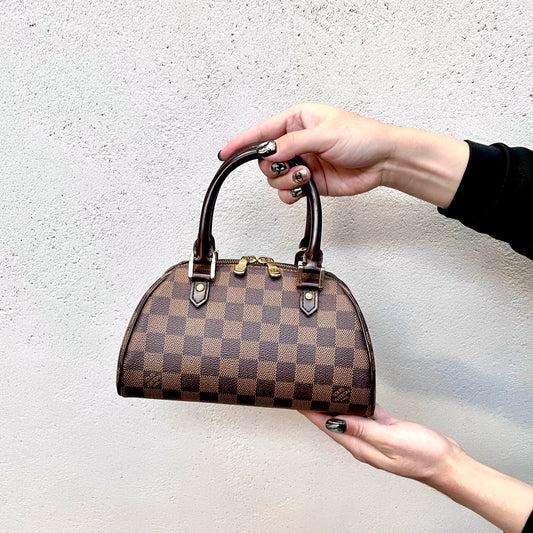 LOUIS VUITTON ﾀﾞﾐｴ ﾘﾍﾞﾗ ﾐﾆ ﾊﾝﾄﾞﾊﾞｯｸﾞ N41436 ﾌﾞﾗｳﾝ PVC ﾚｻﾞｰ