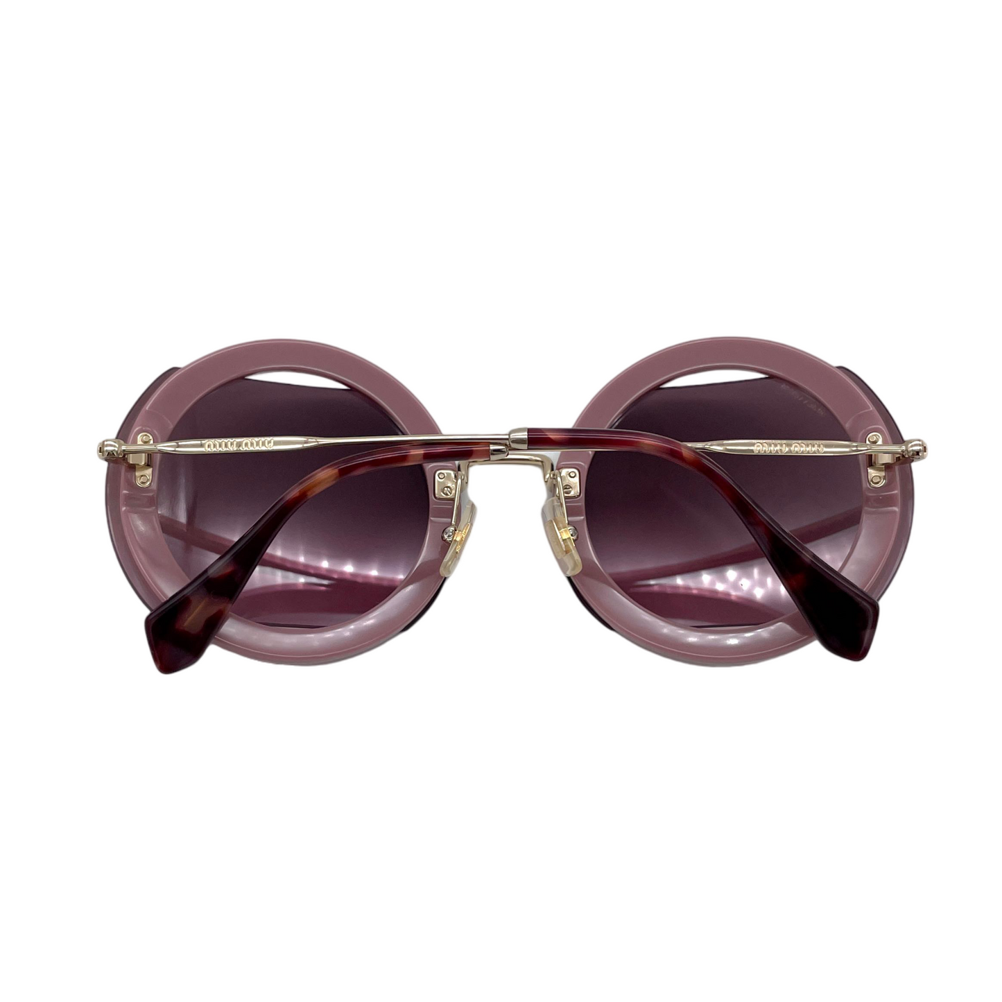 RARE☆☆☆☆MIUMIU SMU 65S Y2K Open Frame Round Sunglasses Violet &amp; Gold