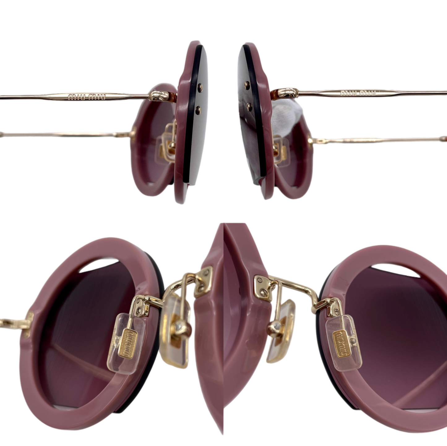 RARE☆☆☆☆MIUMIU SMU 65S Y2K Open Frame Round Sunglasses Violet &amp; Gold