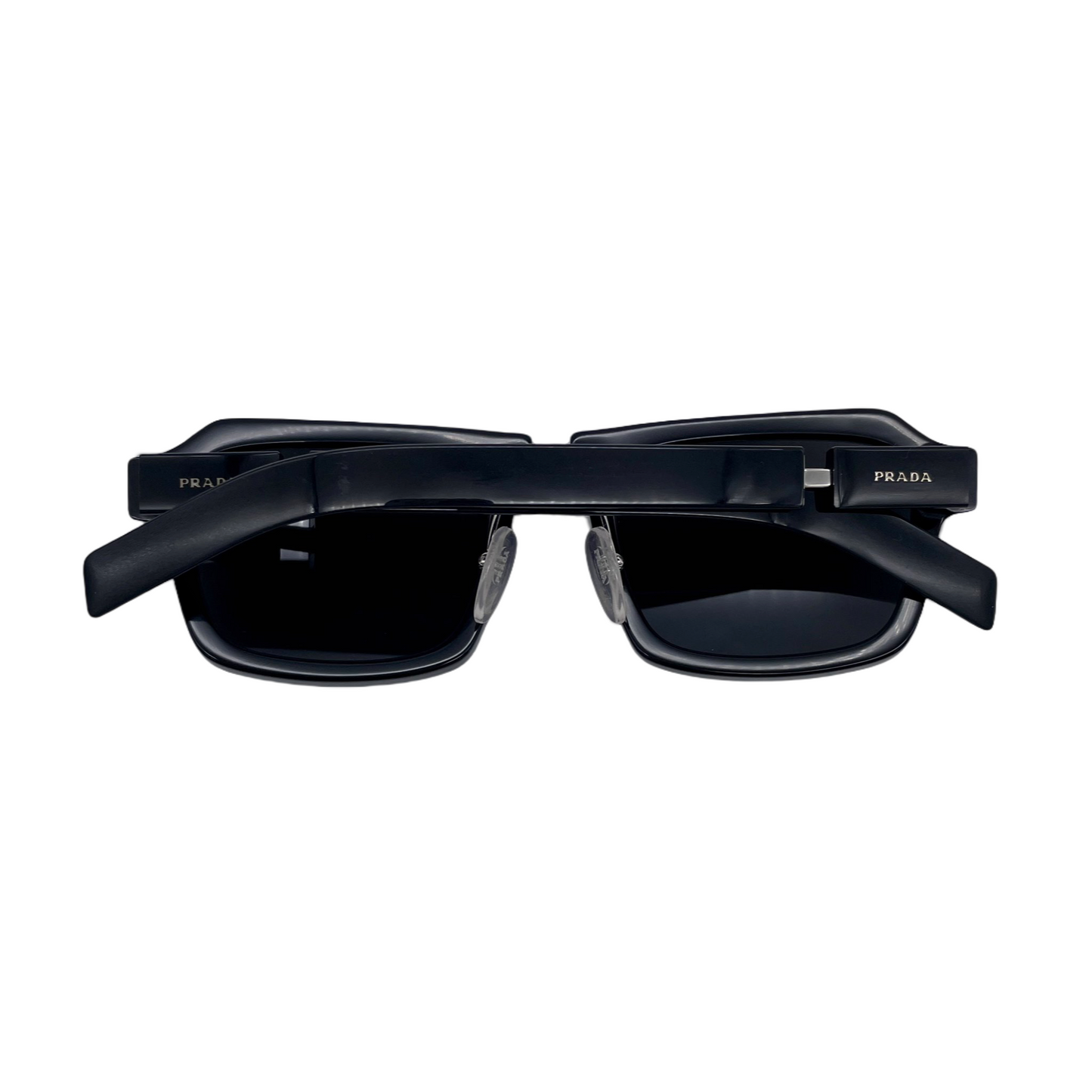 RARE☆☆☆PRADA SPR A09X Punk Style Rectangle Sunglasses Black &amp; Silver