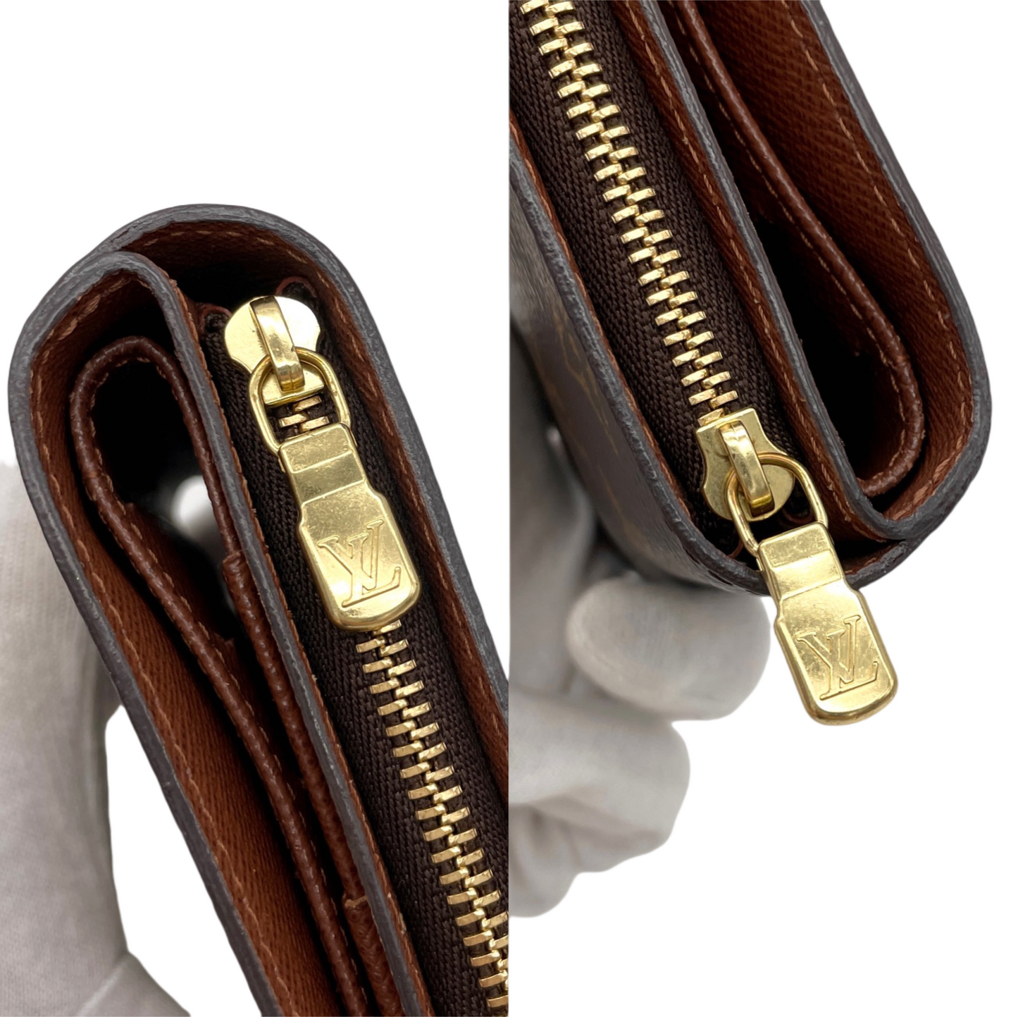 LOUIS VUITTON Monogram Compact Zip Short Wallet M61667 Brown &amp; Gold