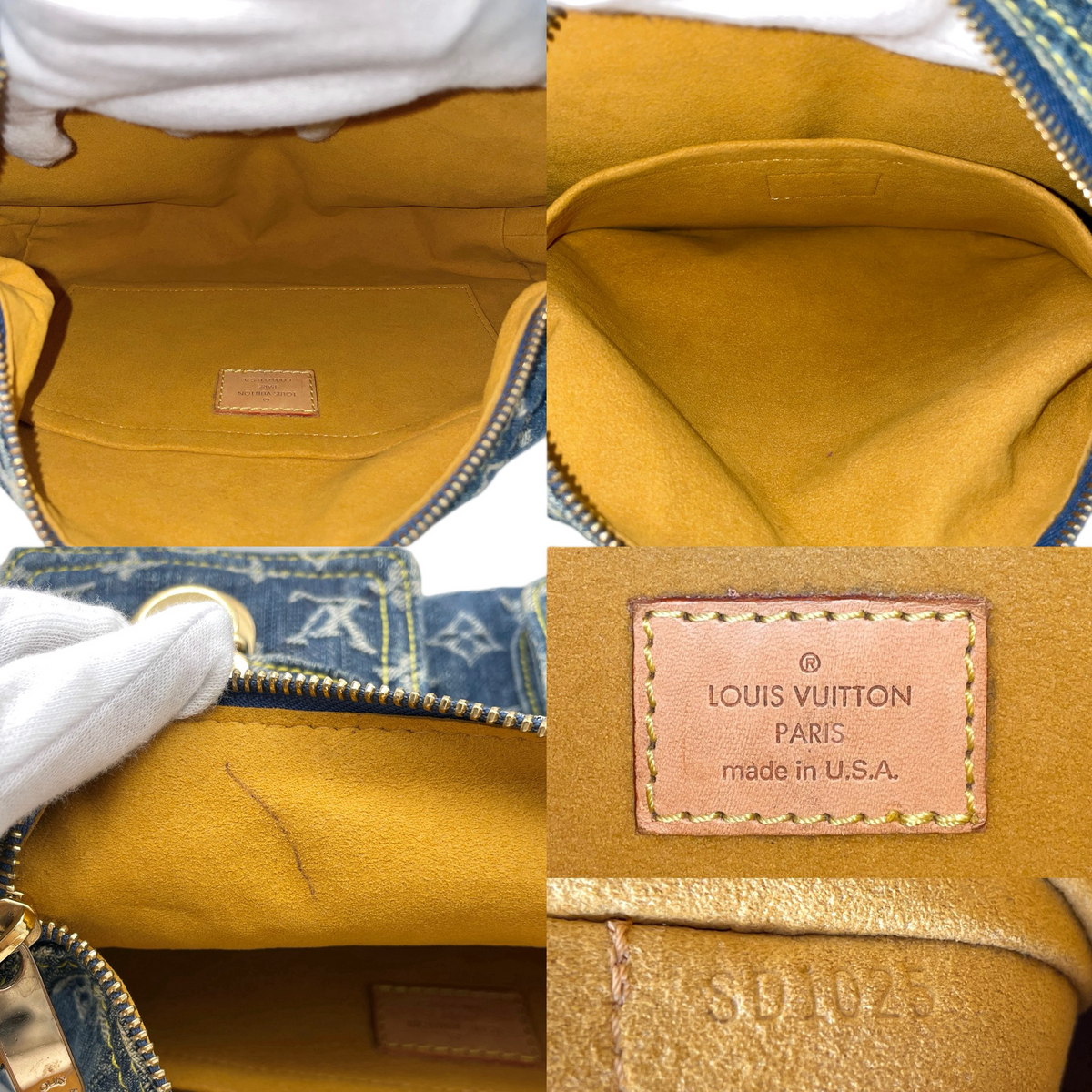 RARE★★★★LOUIS VUITTON 2005 Monogram Denim Leather Baggy Shoulder Bag M95049 PM Blue Brown
