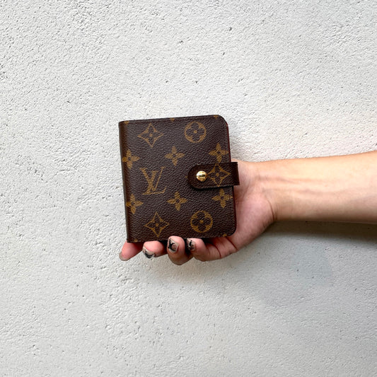 LOUIS VUITTON Monogram Compact Zip Short Wallet M61667 Brown &amp; Gold