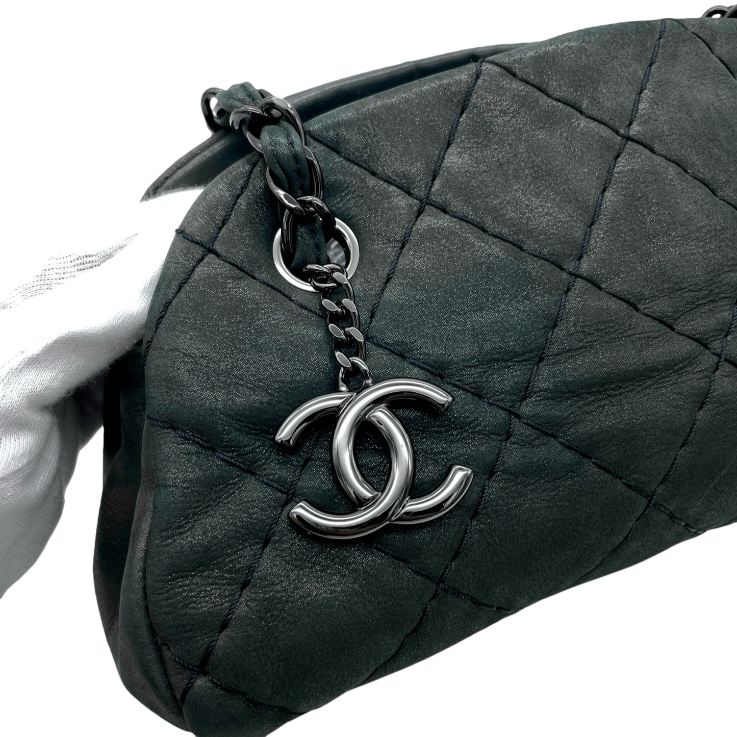 CHANEL Matelasse CC Charm 2Way Chain Shoulder Bag