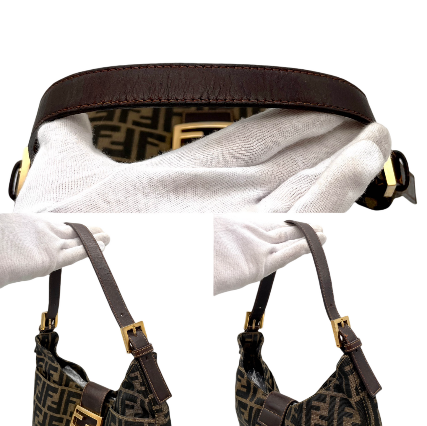 RARE☆☆☆FENDI ZUCCA V-shaped Mamma Bucket Shoulder Bag GHW