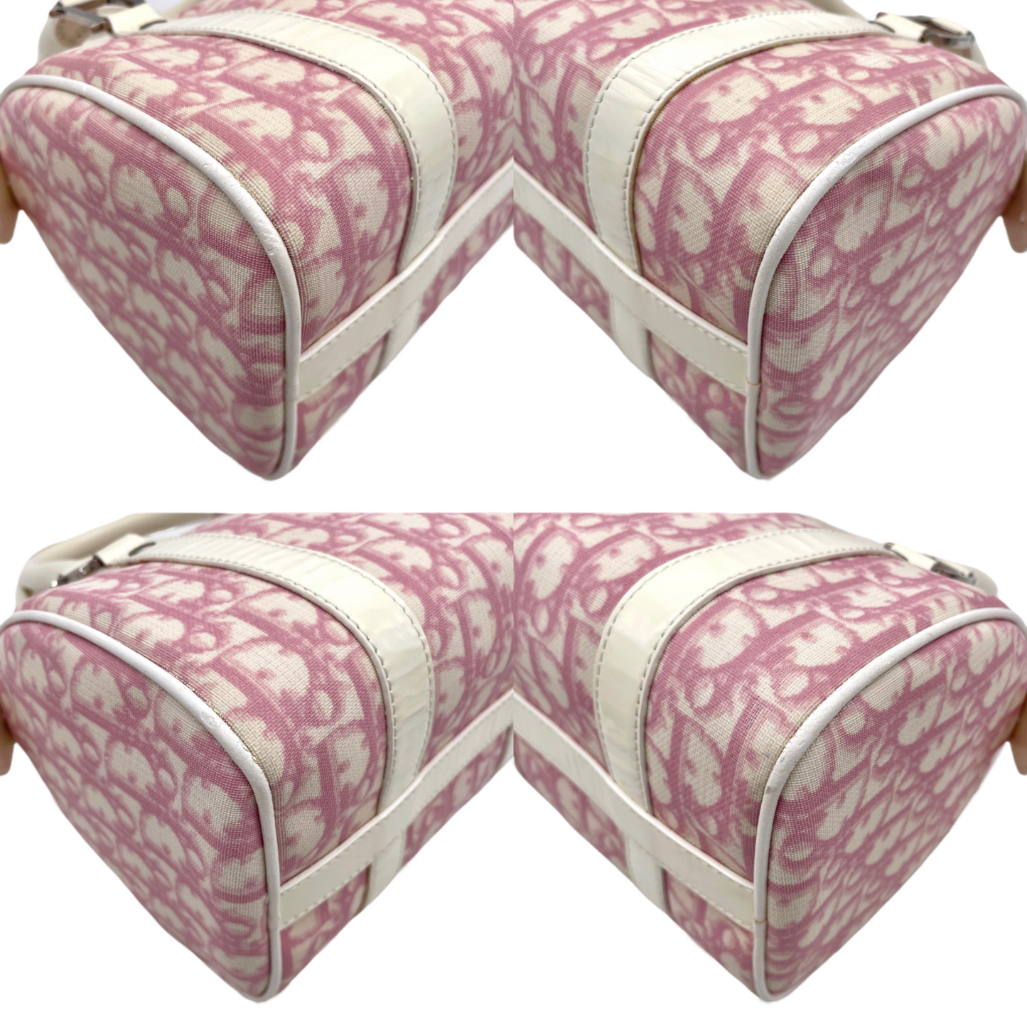 PRELOVED RARE☆☆☆☆CHRISTIAN DIOR 2004 Trotter PVC Mini Boston Hand Bag SHW Pink &amp; White