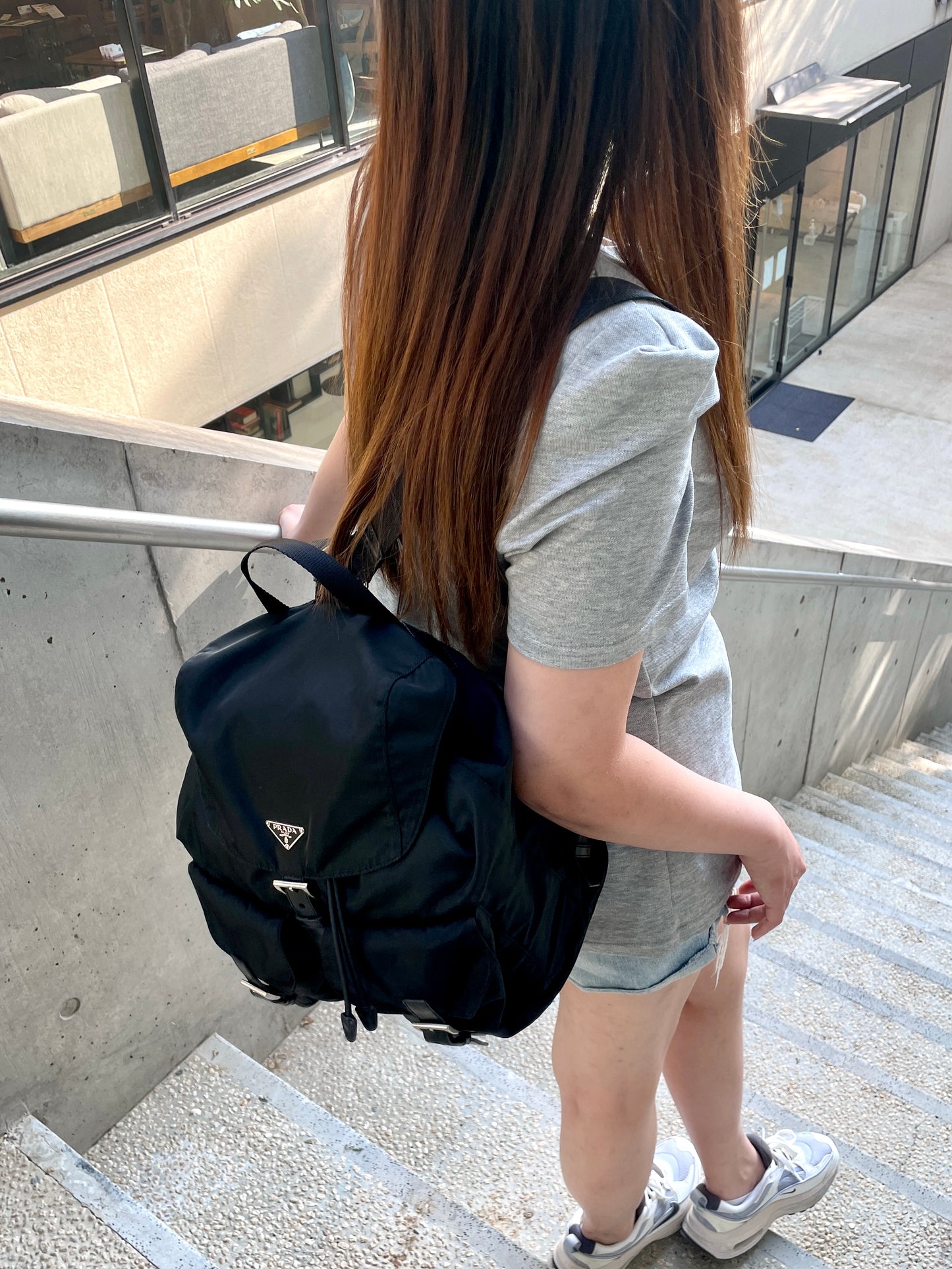 PRADA Triangle Logo Backpack MM