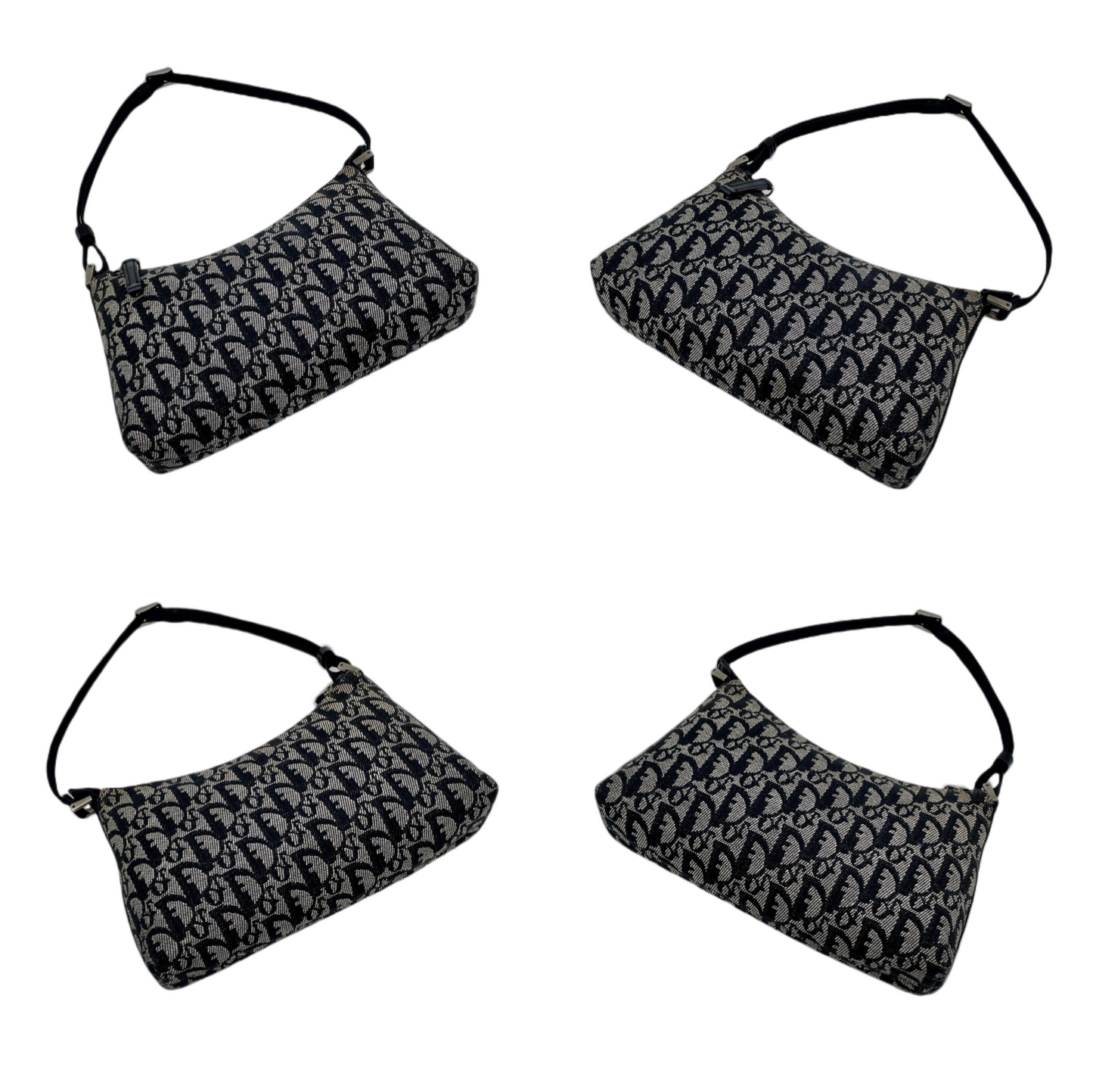 AUTHENTIC PRELOVED CHRISTIAN DIOR 2003 Trotter Canvas Accessories Pouch Hand Bag SHW Black &amp; Gray